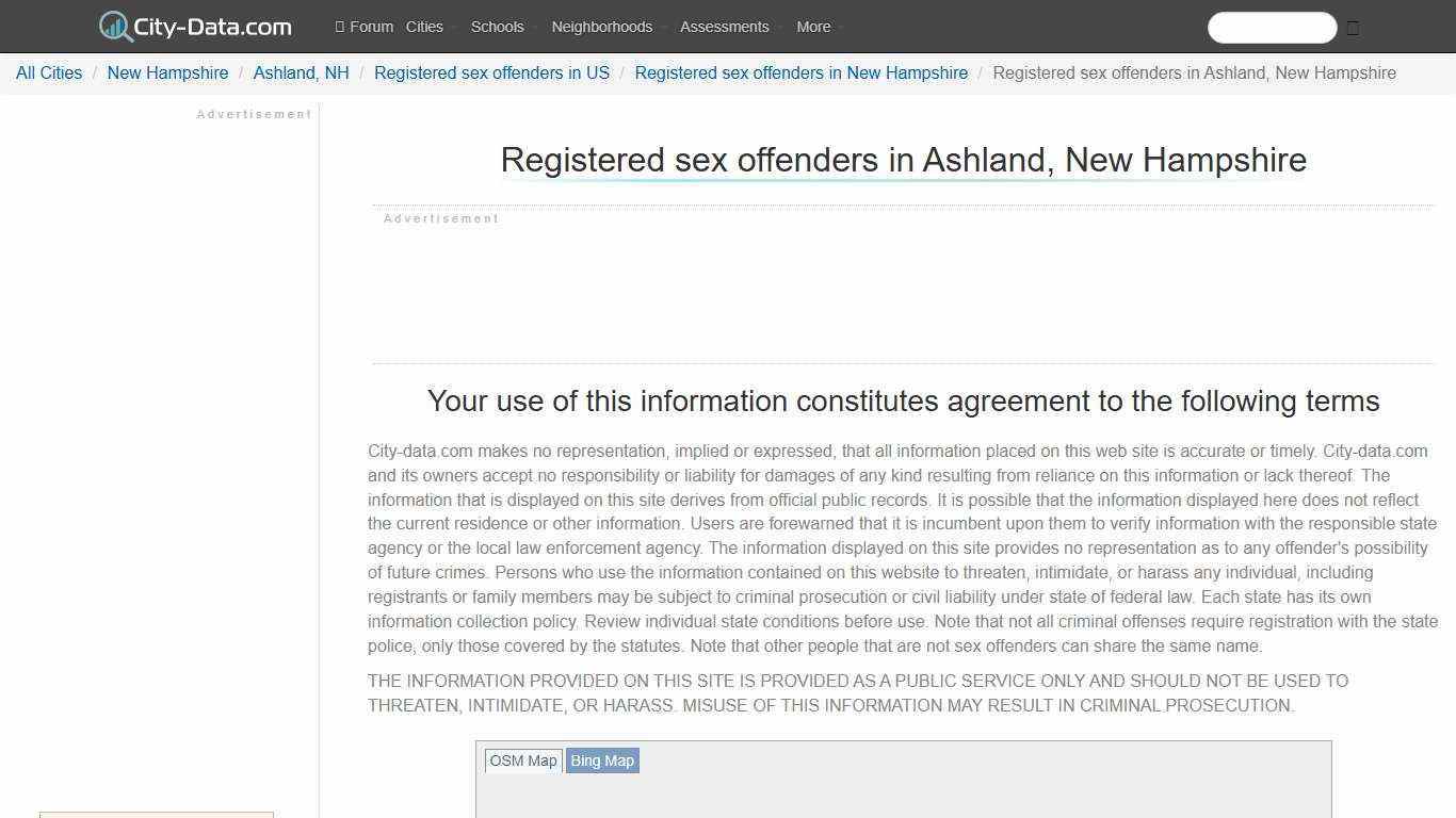 Registered sex offenders in Ashland, New Hampshire - crimes listed, registry-based, living in this city